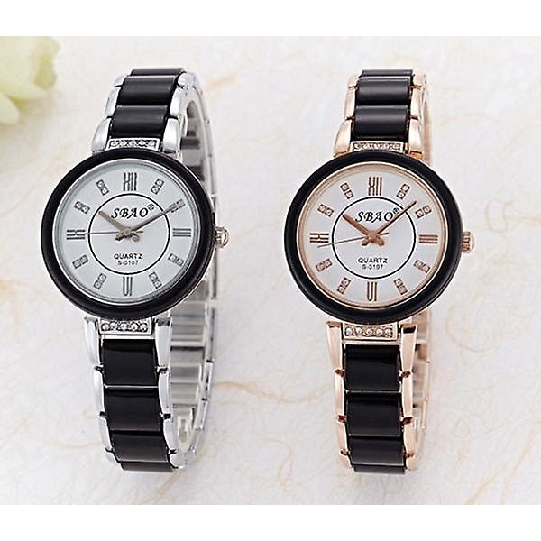 SBAO Mode Damer Keramiska Armband Watch Rund Urtavla kvinnor Analog Quartz Watch