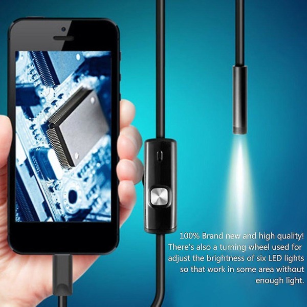 6 Led Vattentät 1m 7mm Telefon Endoskop Inspektionskamera För Android PC