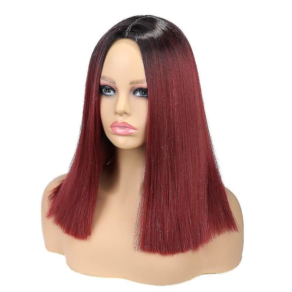 Quick Wig Ombre Peruk Kort Rak Bob Peruk Mellandelen Värmebeständig fibersyntetisk partycosplay