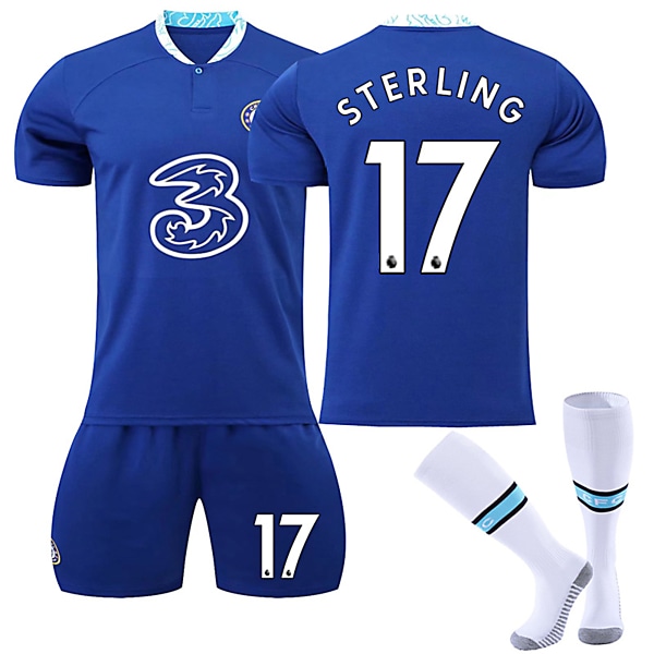 22/23 Ny säsong Hem Chelsea F.C. STERLING Nr 17 Barn Jersey Barn-22