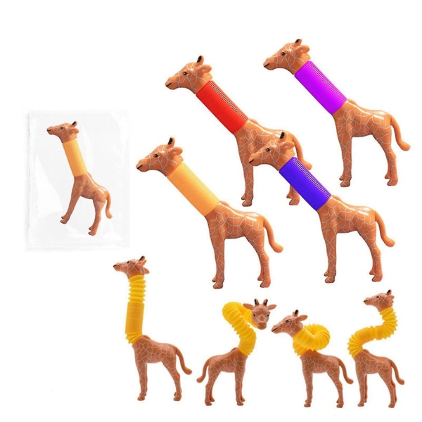 Popping tube hals giraff med ljus för alla åldrar Finmotorik Fidget Toy