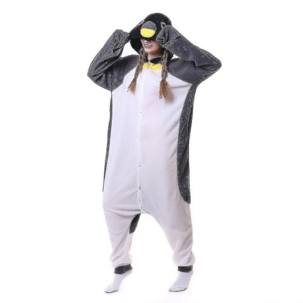Hksng Kigurumi Djur Vuxna Katt Björn Haj Onesies Pyjamas Tvättbjörn Kostymer Drake Jumpsuit Jul Gray Penguin