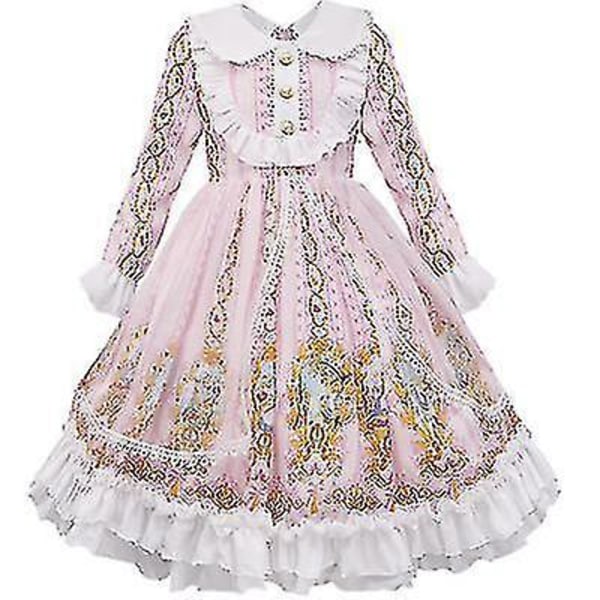 Barn Flickor Sweet Lolita Dress Princess Lace Cosplay Kostymer（160cm）