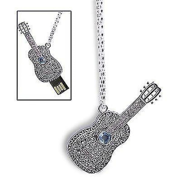 Guitar Necklace Style USB 2.0 Flash Disk, 4GB (silver)