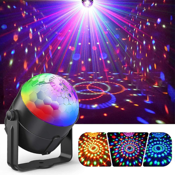 Scenljus, 3 färger Festlampa 5w Led 7 Rgb Röststyrning Mini Crystal Ball projektor