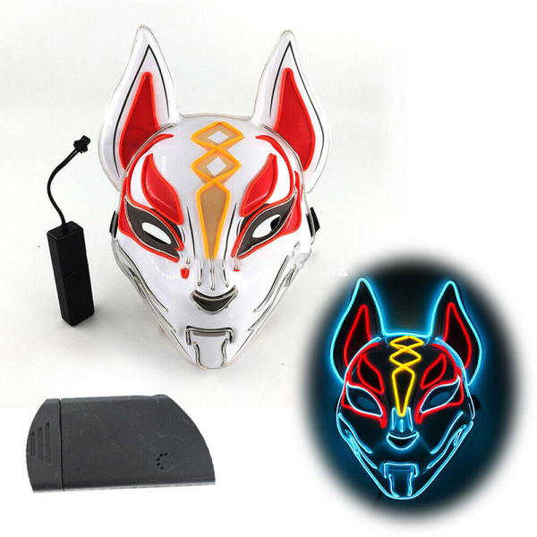 Fox Mask Neon Led Light Cosplay Mask Halloween Party Rave Led M Standard Voice control