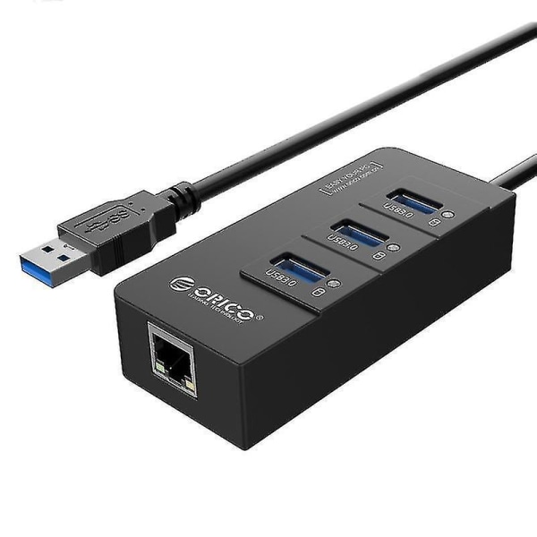 ORICO HR01-U3 ABS 3 portar USB3.0 HUB splitter med externt RJ45 Gigabit Ethernet nätverkskort 5