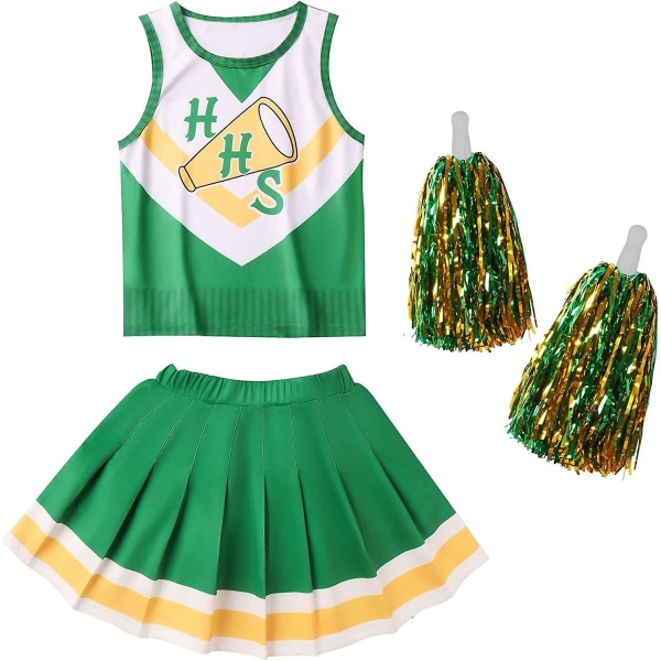 Chrissy Cheerleader Outfit Flickklänning Barn Cheerleader Halloween Cosplay kostym med Pom Poms i 4-10 år Style 2 9-10 Years Style 1 9-10 Years