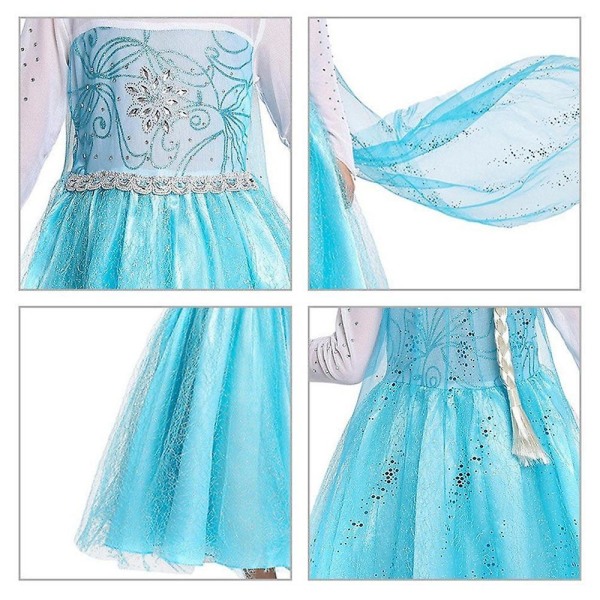 Elsa klänningar för tjejer Cosplay Kostymer 130cm 120cm
