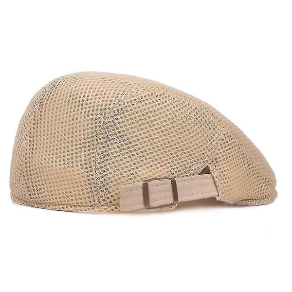 Andningsbar Mesh Newsboy- cap, herr sommar/höst Streetwear golfhatt（Vit）