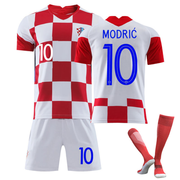 20/21 Croatia Home Grid Jersey Set Barn Vuxna Fotboll，M
