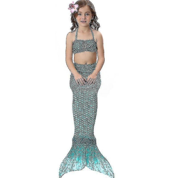 Barn Flickor Mermaid Tail Bikini Set Badkläder Baddräkt Simdräkt Dark Green