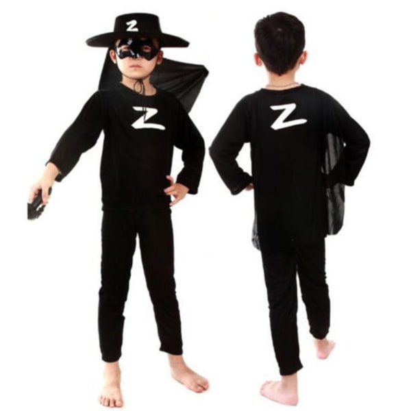Barn uperhjälte Cosplay Kostym Fancy Dress Up Kläder Outfit et Batman S Zorro (without hat) L
