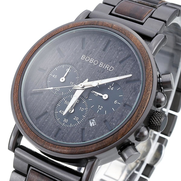 BOBO BIRD Lyxiga armbandsur i trä Datum Display Mode Män Quartz Watch