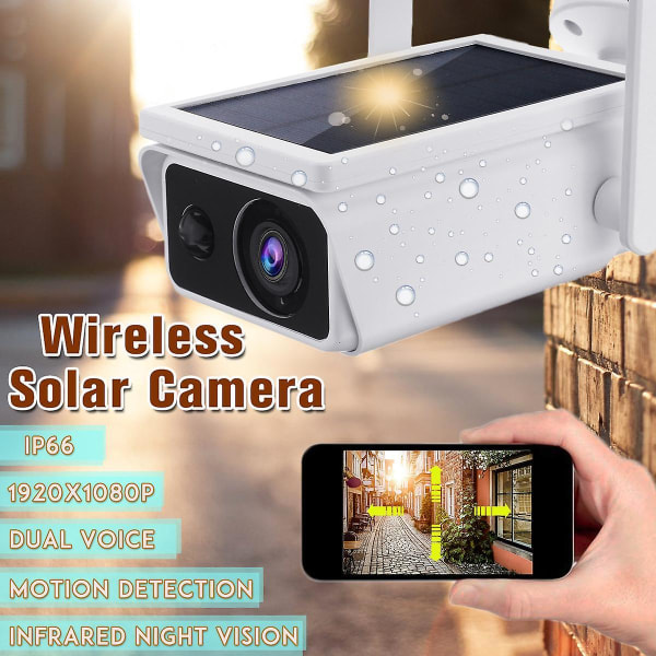 Trådlös Solar IP-kamera Wifi 1080P Säkerhetsövervakning utomhus Night Vision IP66 vattenpro
