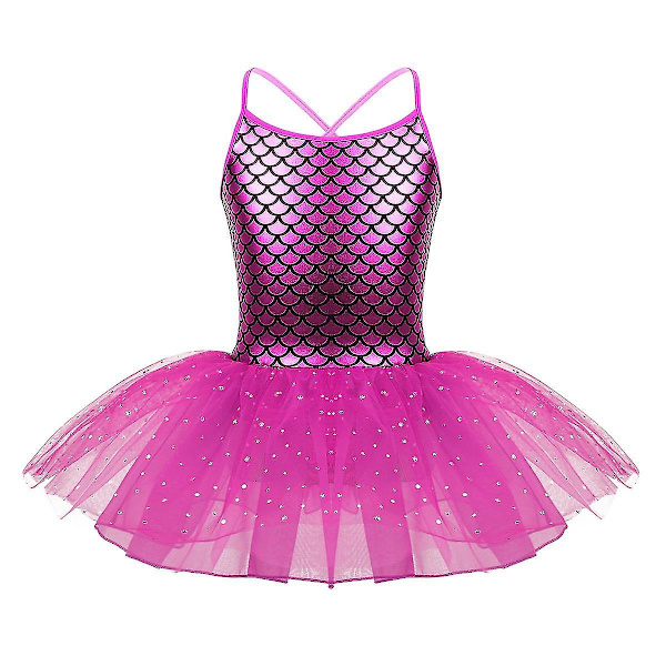 Flickor Princess Tutu Shiny Mermaid Balett Dans Jumpsuit med små