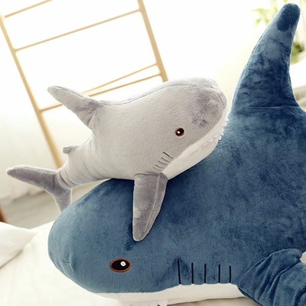 (60 cm/23,62 tum, blå) Giant Shark Plyschkudde Mjuk fylld Anim