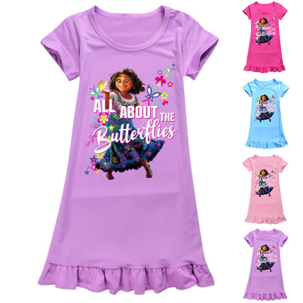 Encanto Mirabel Dress Girls Sovkläder Nattkläder Cosplay kostym Pink 11-12 Years Purple 7-8 Years