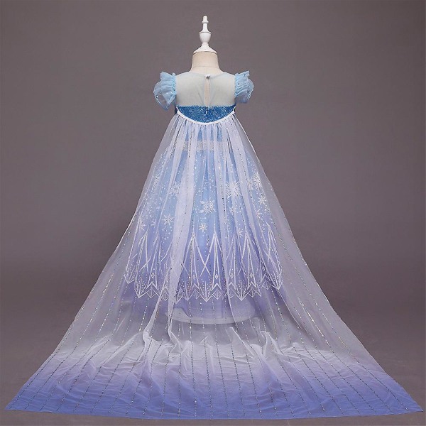 Frozen Queen Elsa Cosplay Barn Tjej Paljetter Princess Cape Klänning Balklänning Födelsedagsfest Kostym 130cm 130cm