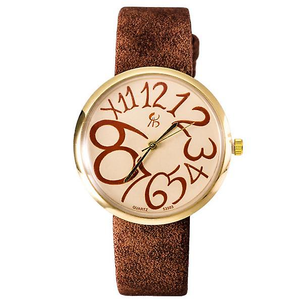 Mode Vintage kvinnor Big Number Round Dial PU Quartz Watch