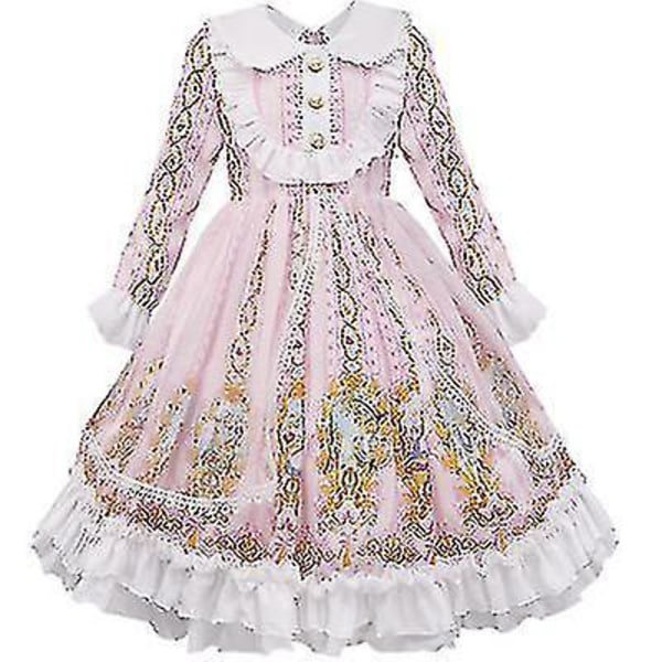 Barn Flickor Sweet Lolita Dress Princess Lace Cosplay Kostymer（140cm）