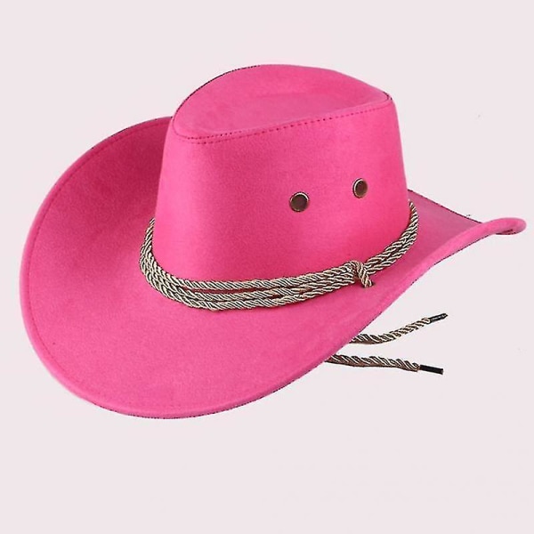 Unisex Cowboy Western Casual konstgjorda hattar（Rose Red）