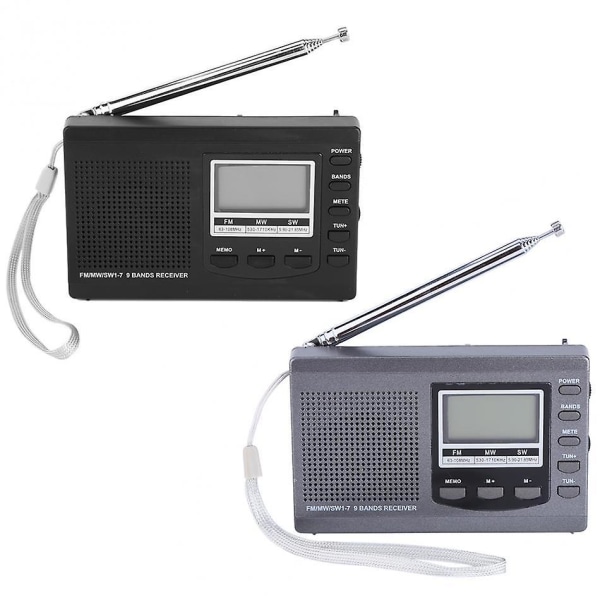 HRD-310 Bärbar Mini FM MW SW Digital väckarklocka FM-radiomottagare
