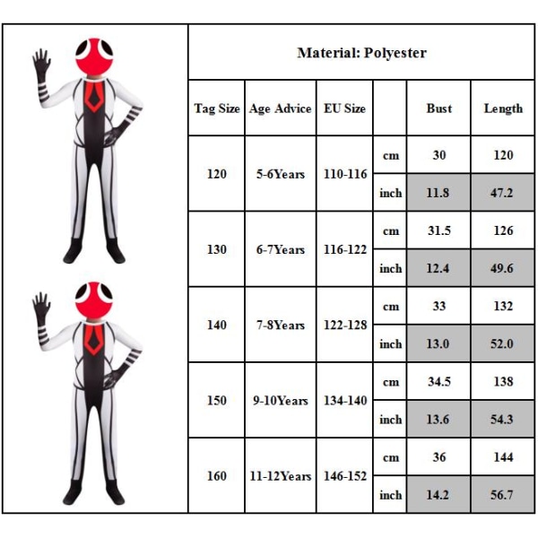 Cosplay kostym för barn Roblox Rainbowfriends Jumpsuit Finklänning 140 140