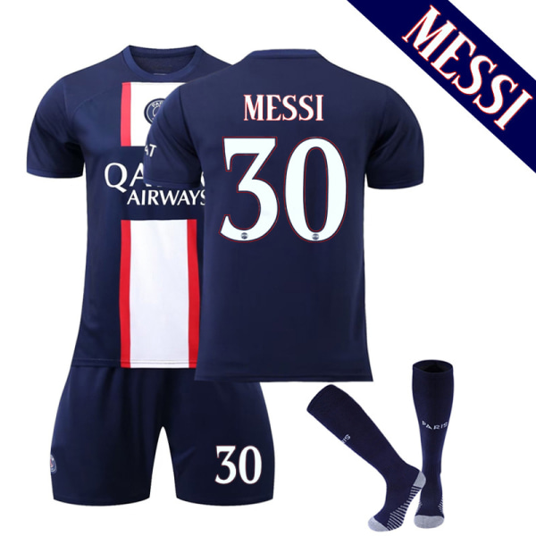 Paris 22/23 Fotbollströja Hemträning T-shirt Shorts Kit Mbappe 7 Kids 22(120-130CM) Messi 30 Kids 22(120-130CM)