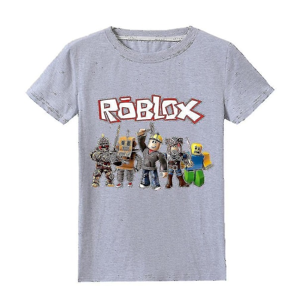 5-12 år barn kortärmade Roblox- print tecknade T-shirt-tröjor casual Gray