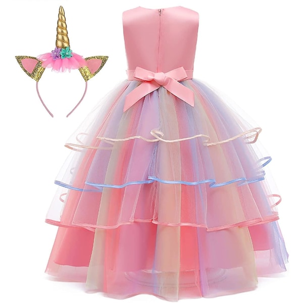 Princess Unicorn Dress Up för små flickor, födelsedagsfestklänningar, Unicorn kostymer (110cm)