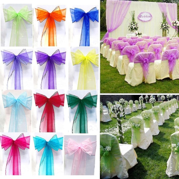 Organza Sashes Cover Tyll Rosett Sash Tie Band Bröllopsfest -