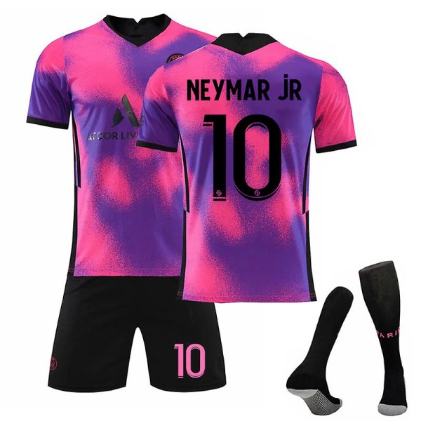Barn Vuxna Fotbollströja Full Kit Fotbollsträningsdräkt 21/22 20 21 Pink Neymar 10 Kids 26 (140-150CM) 20 21 Pink Neymar 10 L