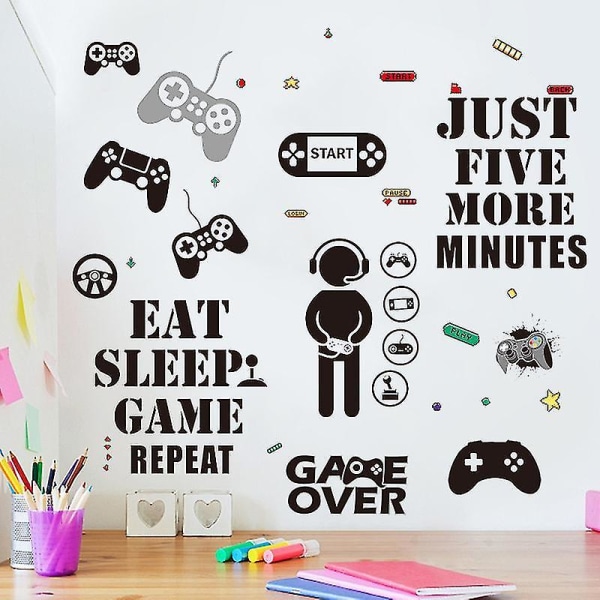 Gamerrumsdekor Gaming Väggdekaler Sticker Gamerdekaler Pojkarrumsdekaler Videospelsinredning Ät sova
