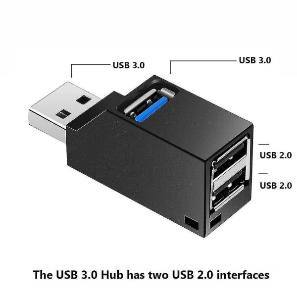 3 Port USB Hub Mini USB 2.0 3.0 High Speed ​​Hub Splitter Box För PC Laptop U Diskkortläsare för