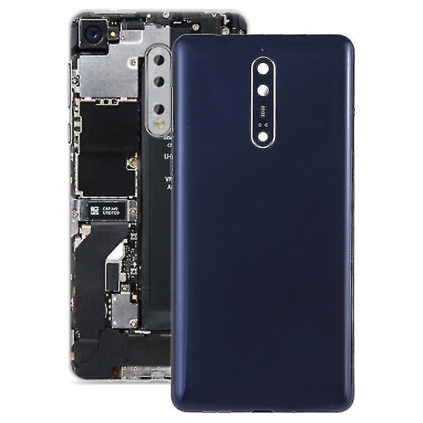 Batteri cover med kameralins och sidoknappar för Nokia 8 (blå)