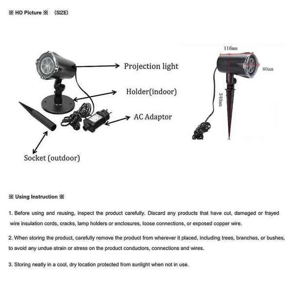 Vattentät Utomhus/inomhus 4w 4 Led Färgglad Ledprojektor Julprojektor