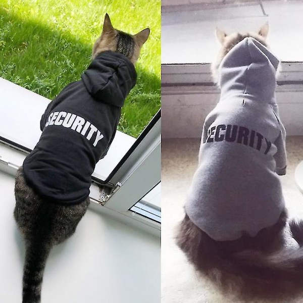 Säkerhet Kattkläder Husdjur Katt Kappor Jacka Huvtröjor för katter Outfit Varma husdjurskläder Kanin Djur P Grey Security