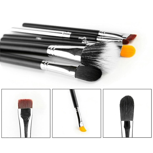 15 st Silver&svart Makeup Kosmetisk Brush Eyebrow Foundation Powder Brushes