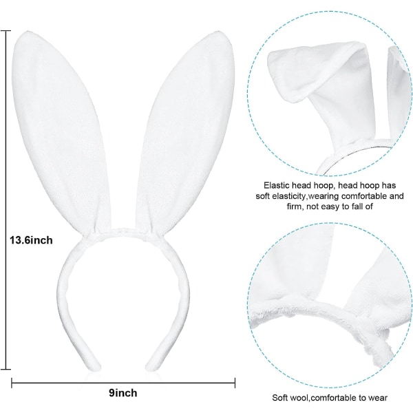 10 st Plysch Bunny Ears Pannband Cosplay Cosplay (svart) svart vit