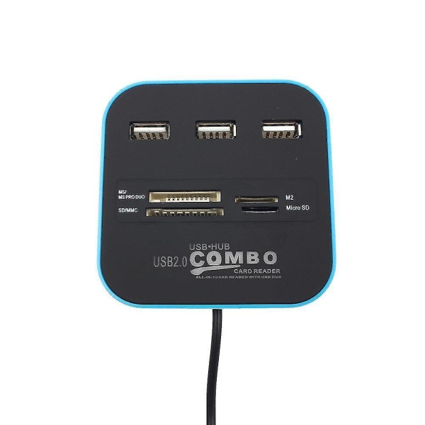 USB 2.0-hub Combo Allt-i-ett multi med 3 portar för MMC / M2 / MS för iPhone Xiaomi
