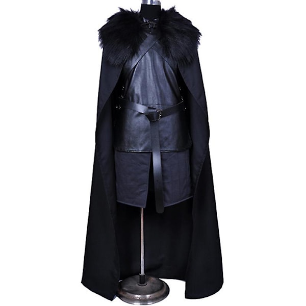 Game Of Thrones Jon Cosplay Kostym Män Fancy Dress Snow Black M 2XL