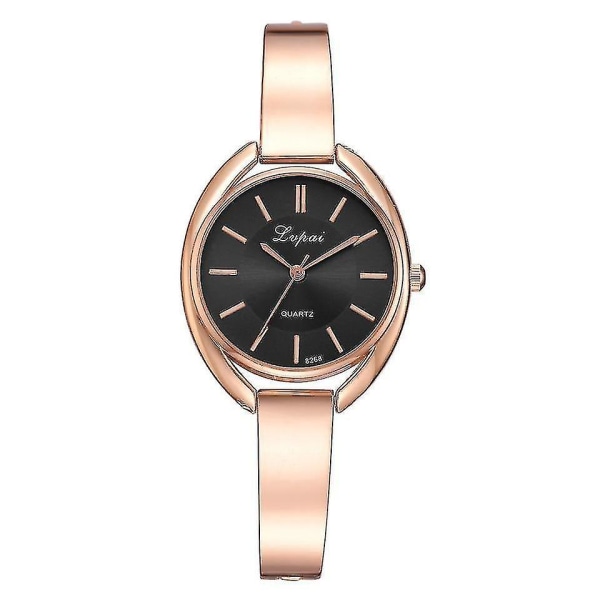 Armbandsmode, Klänningsur för kvinnor, Luxury Quartz Watch Set（1st Rose Black）