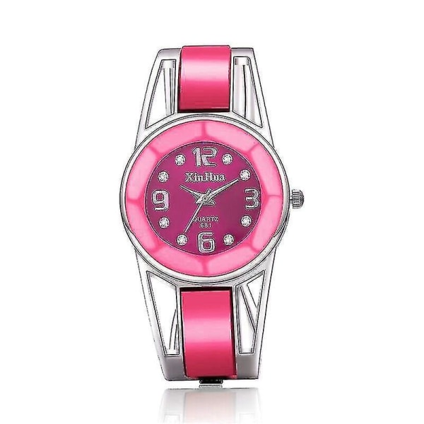 Hot Sell Armband Watch Dam Lyx Märke Urtavla i rostfritt stål Quartz（Rosa）