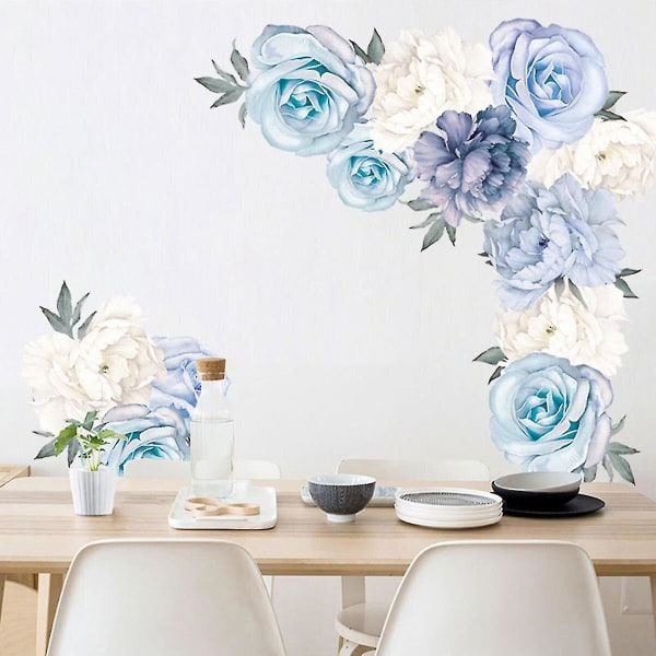 2 set blå pion ros blommor väggdekor vintage väggmålning rum hem konst Flora dekoration