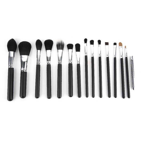 15 st Silver&svart Makeup Kosmetisk Brush Eyebrow Foundation Powder Brushes
