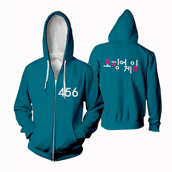 Squid Game Zipper Hoodie Cosplay Kostymer för barn / vuxna red square-2XS blue 212-Kids 140