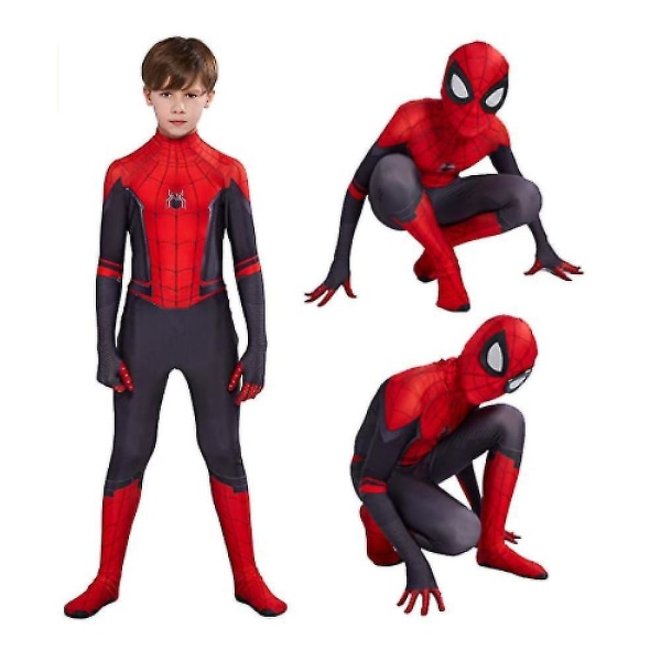 Gråröd 140 barn spiderman cosplay kostym långt hemifrån spiderman