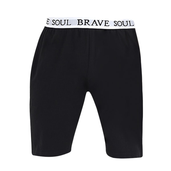 Brave Soul Herr Logotyp Midjeband Jersey Lounge Shorts M Grå Grey Black L