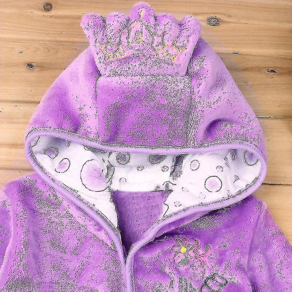 Barn Pojkar Flickor Mickey Mouse Huva Fleece Morgonrock Morgonrock Djur Nattkläder S Purple